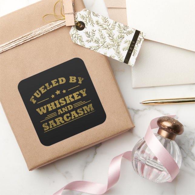 Pegatina Cuadrada Whiskey cita graciosos dichos de alcohol (Regalar)