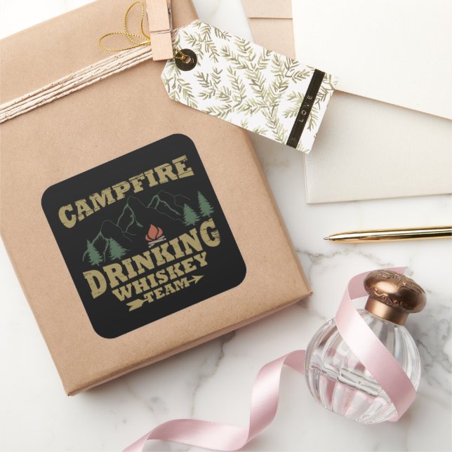 Pegatina Cuadrada Whiskey cita graciosos dichos de camping (Regalar)