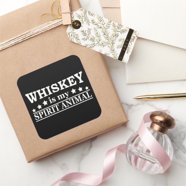 Pegatina Cuadrada Whiskey es mi espíritu, el alcohol divertido (Regalar)
