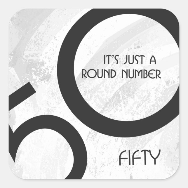 Pegatina Cuadrada White 50 Decade Cumpleaños (Anverso)