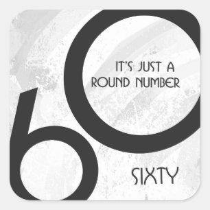 Pegatina Cuadrada White 60 Decade Birthday