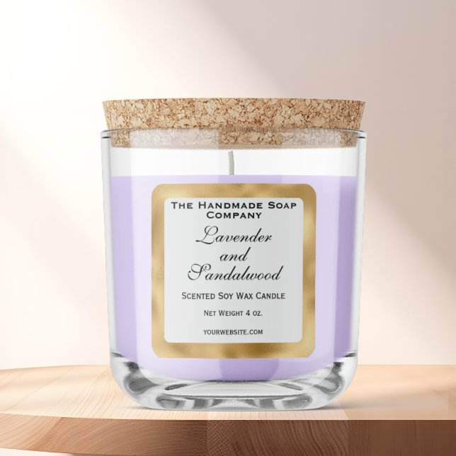 Pegatina Cuadrada White and Gold Foil Candle Label (Subido por el creador)