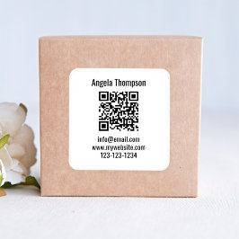 Pegatina Cuadrada White Business QR Code Custom Basic