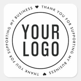 Pegatina Cuadrada White Gracias Por Apoyar Mi Negocio