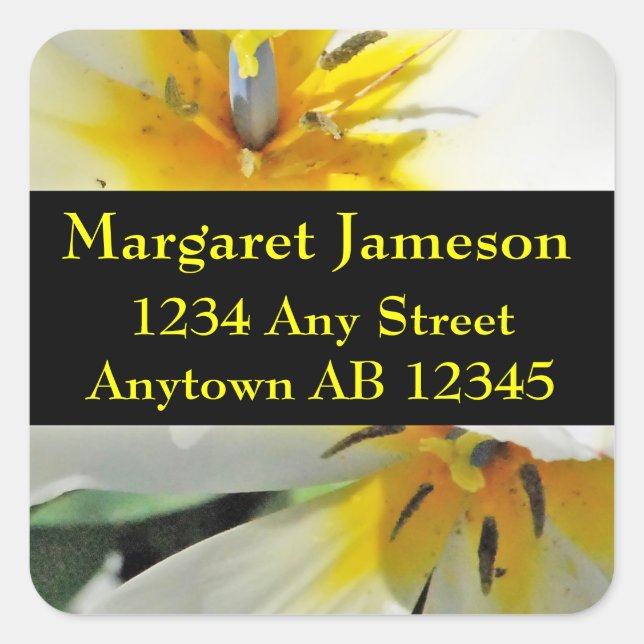 Pegatina Cuadrada White Lillies Wedding Return Address Label (Anverso)