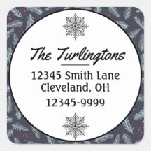 White Pine Boughes Feathers Holly Return Address