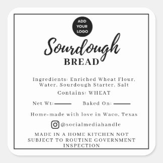 Pegatina Cuadrada White Sourdough Ingredients Cottage Law Sticker