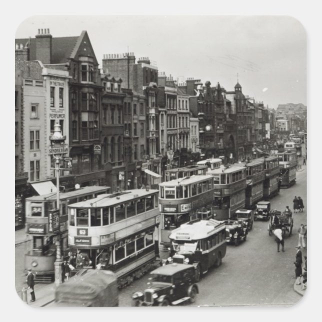 Pegatina Cuadrada Whitechapel High Street, Londres, c.1930 (Anverso)