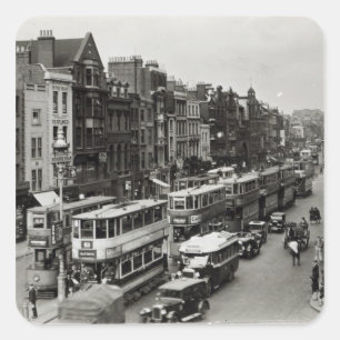 Pegatina Cuadrada Whitechapel High Street, Londres, c.1930
