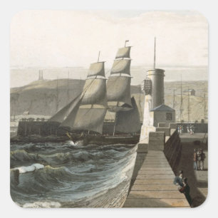 Pegatina Cuadrada Whitehaven, Cumberland, de 'A Voyage Alround Grea