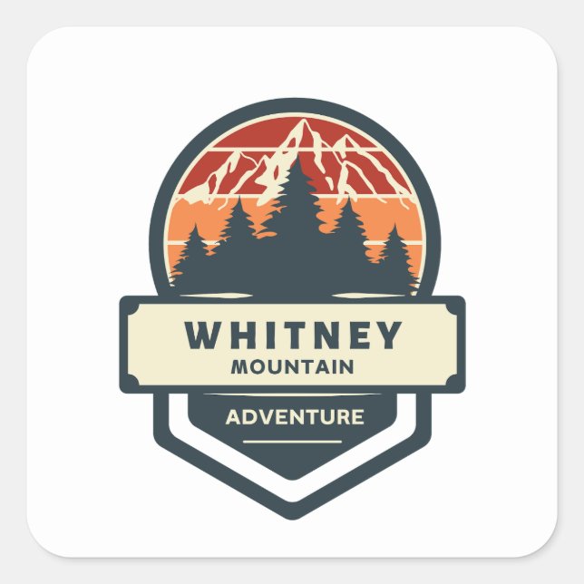 Pegatina Cuadrada Whitney mountain peak climbing and hiking (Anverso)
