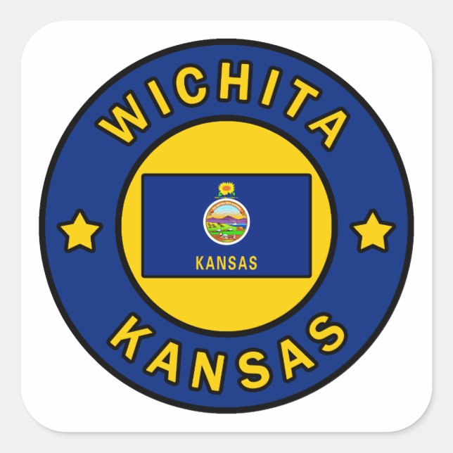 Pegatina Cuadrada Wichita Kansas (Anverso)