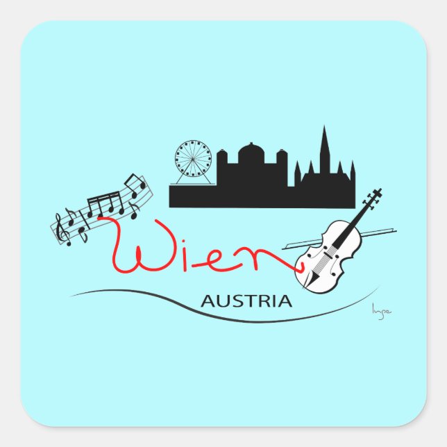 Pegatina Cuadrada Wien, Austria - Österreich (Anverso)