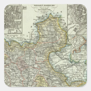 Pegatina Cuadrada Wiesbaden y Francfort Alemania