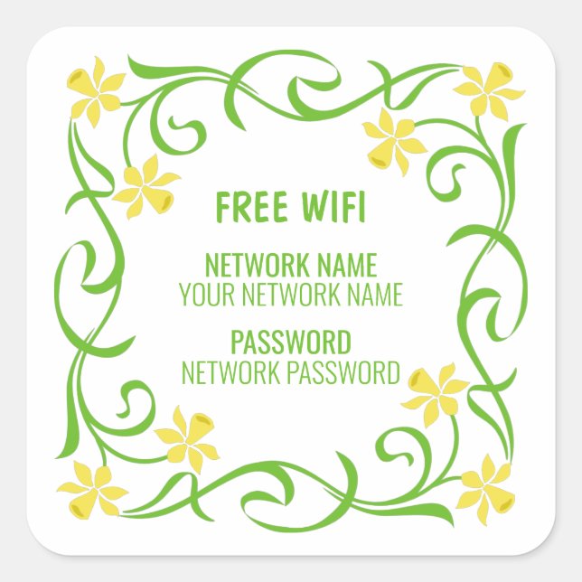 Pegatina Cuadrada Wifi gratis (Anverso)