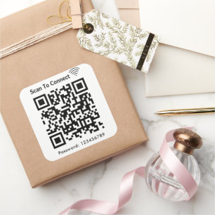 Pegatina Cuadrada Wifi Scan Para Conectar La Contraseña Código Qr Bl