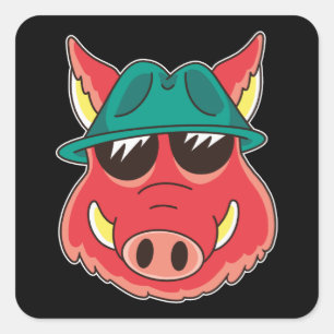 Pegatina Cuadrada Wild Boar Personalizado