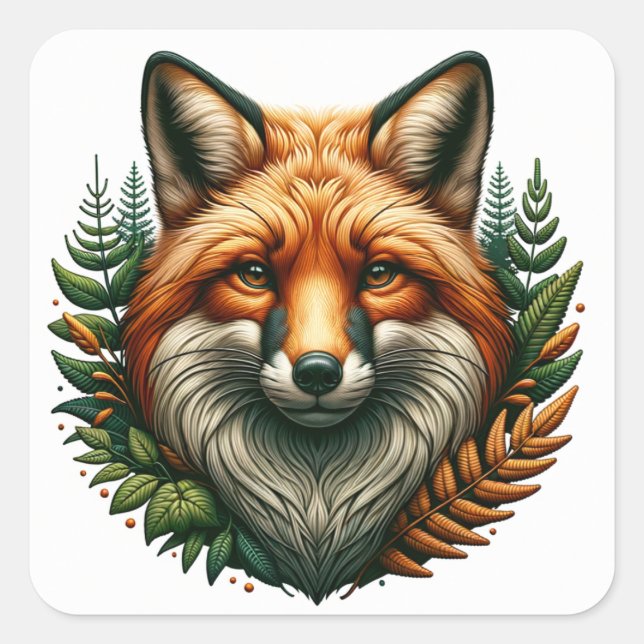 Pegatina Cuadrada Wild Fox (Anverso)