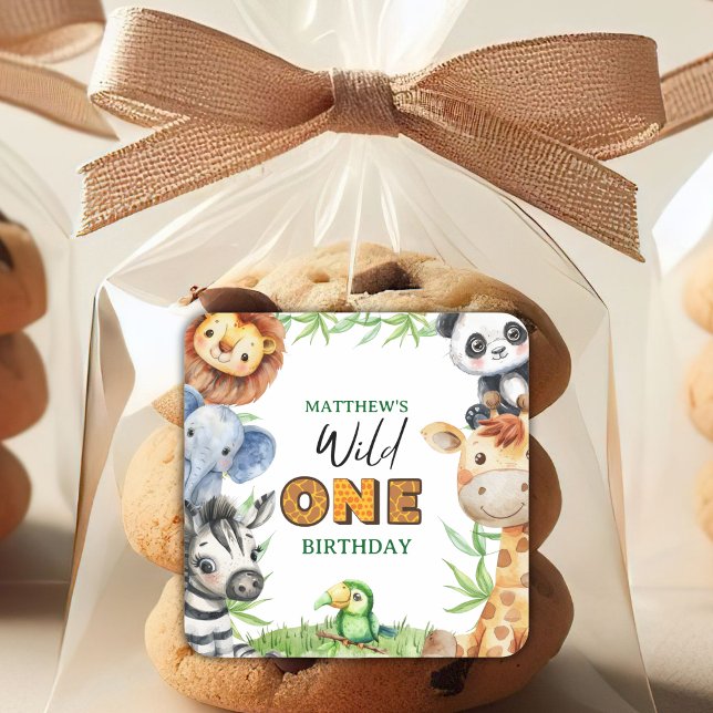 Pegatina Cuadrada Wild One Jungle Safari 1st birthday  (Subido por el creador)