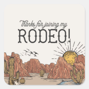 Pegatina Cuadrada Wild West Rodeo Baby Shower Circle Favor