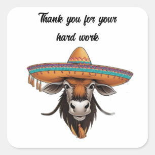 Pegatina Cuadrada Wildebeest con sombrero
