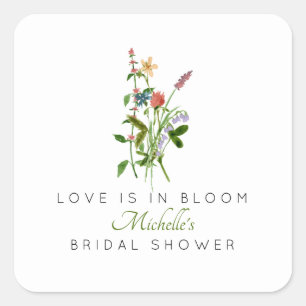 Pegatina Cuadrada Wildflower Love is in Bloom Despedida de Soltera 