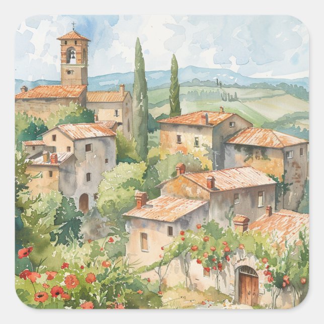 Pegatina Cuadrada Wildflowers by a Lake (Anverso)