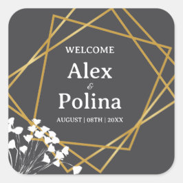 Pegatina Cuadrada Wildflowers elegant framed welcome