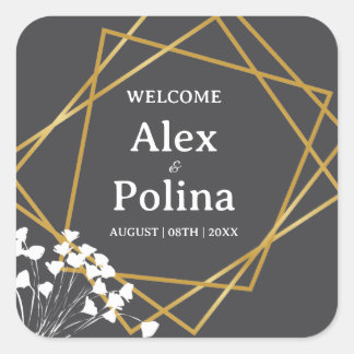 Pegatina Cuadrada Wildflowers elegant framed welcome