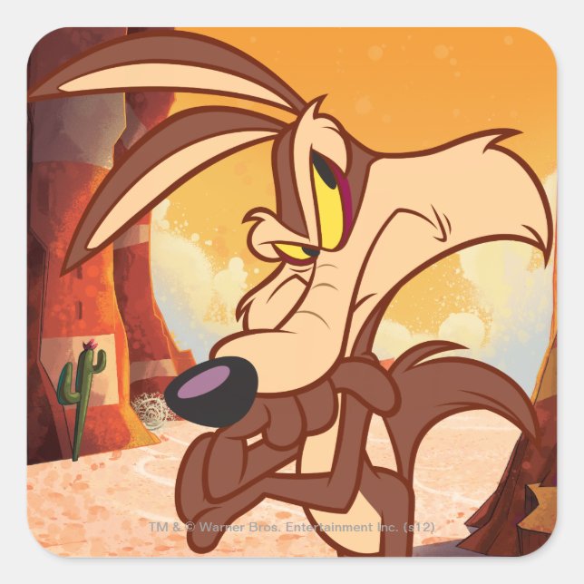 Pegatina Cuadrada WILE E. COYOTE™ Brazos cruzados (Anverso)