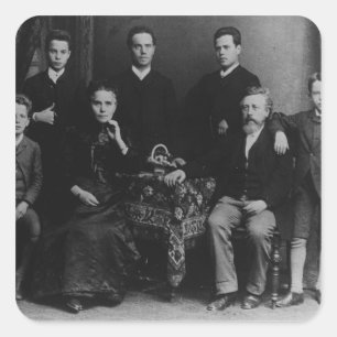 Pegatina Cuadrada Wilhelm Liebknecht y su familia