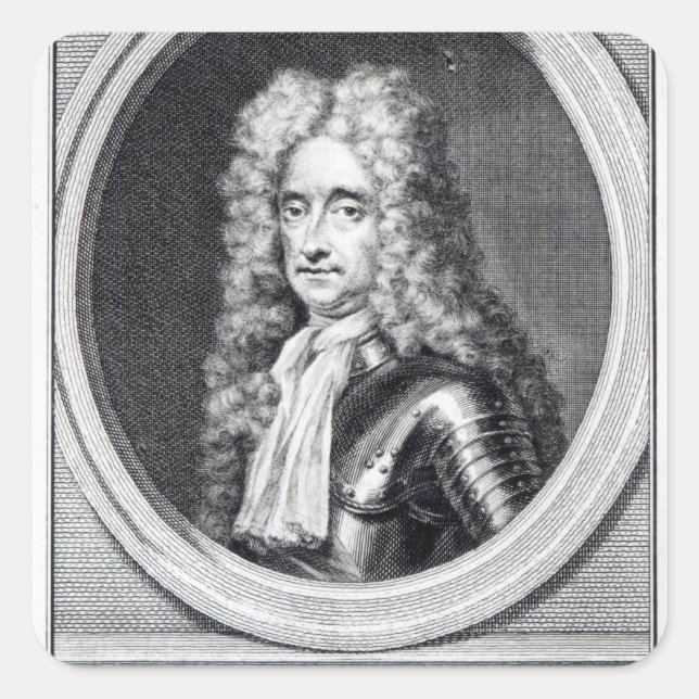 Pegatina Cuadrada William Bentinck, primer Conde de Portland (Anverso)