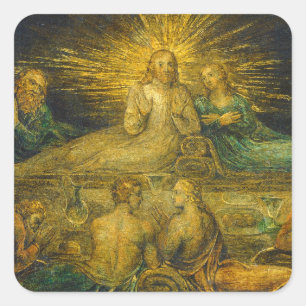 Pegatina Cuadrada William Blake   La última cena, 1799 (temperatura 