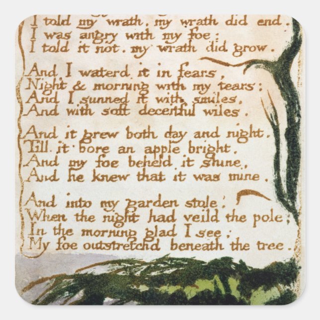 Pegatina Cuadrada William Blake | Un árbol venenoso (Anverso)