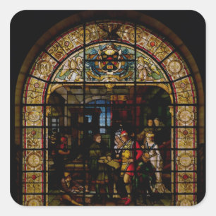 Pegatina Cuadrada William Caxton muestra su primer libro impreso