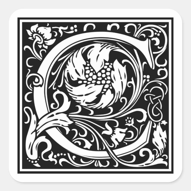 Pegatina Cuadrada William Morris Alphabet "C" (Anverso)