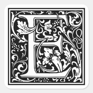 Pegatina Cuadrada William Morris Alphabet "E"