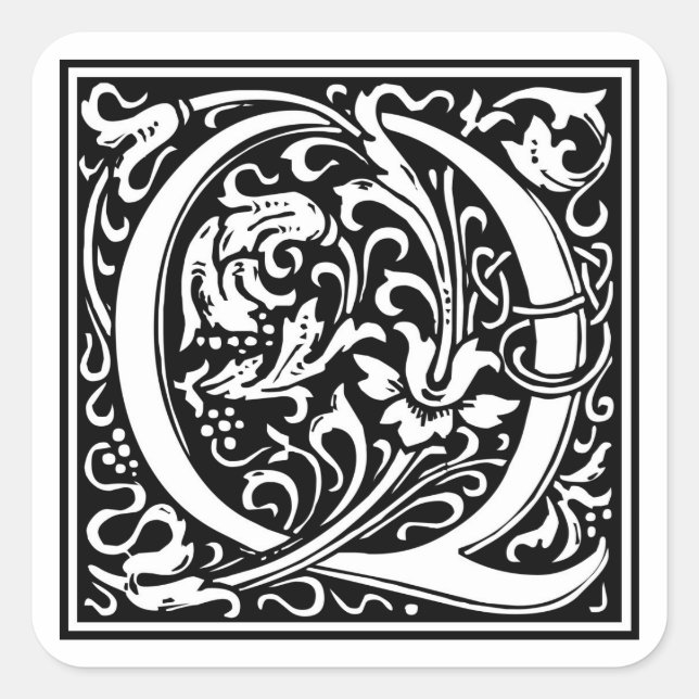 Pegatina Cuadrada William Morris Alphabet "Q" (Anverso)