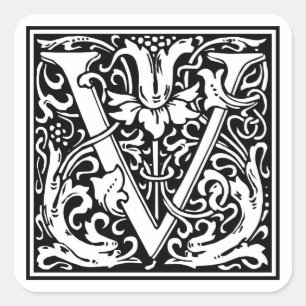 Pegatina Cuadrada William Morris Alphabet "V"