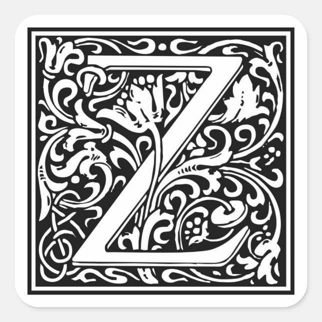 Pegatina Cuadrada William Morris Alphabet "Z" (Anverso)