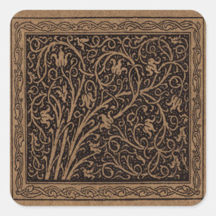 Pegatina Cuadrada William Morris Campion Cuero Trabajado Damasco
