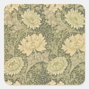 Pegatina Cuadrada William Morris Chrysanthemum Sage Flower