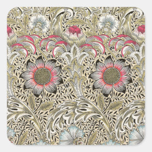 Pegatina Cuadrada William Morris Corncockle Floral Antiguo