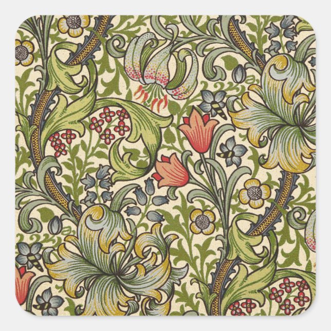Pegatina Cuadrada William Morris Golden Lily (Anverso)