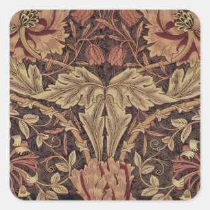 Pegatina Cuadrada William Morris Honeysuckle Arte Inglés Clásico