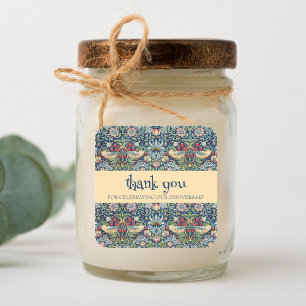 Pegatina Cuadrada William Morris, ladrón vintage de fresas