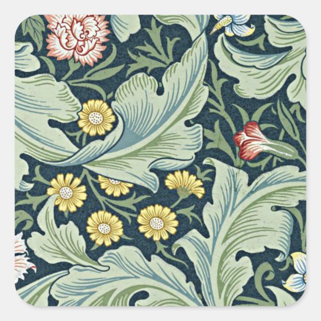 Pegatina Cuadrada William Morris - Leicester, popular diseño floral (Anverso)
