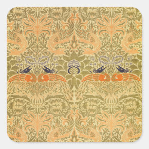 Pegatina Cuadrada William Morris Peacock Dragon Artesanía Vintage