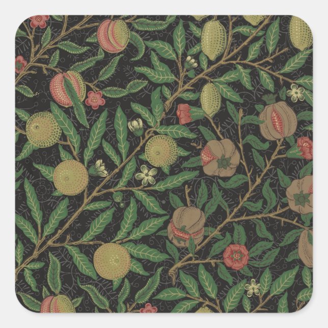 Pegatina Cuadrada William Morris Pomegranate Classic Fruit (Anverso)
