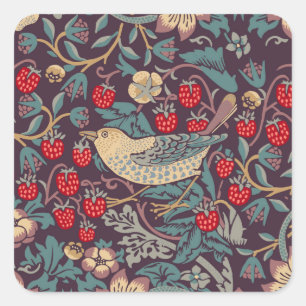 Pegatina Cuadrada William Morris Strawberry Thief Square Sticker